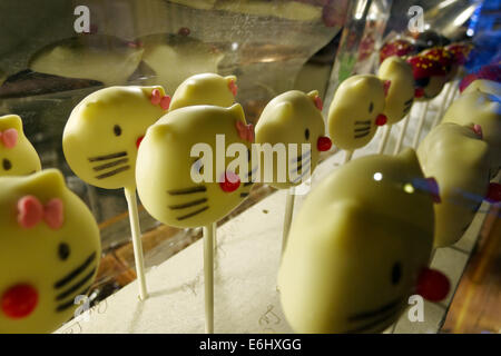 Hello Kitty fudge lollies Stock Photo