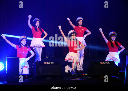 Taipei. 25th Aug, 2014. South Korean girl group 'Crayon Pop' performs at a fan meeting in the Taipei International Convention Center in Taipei, southeast China's Taiwan, Aug. 24, 2014. © Xinhua/Alamy Live News Stock Photo