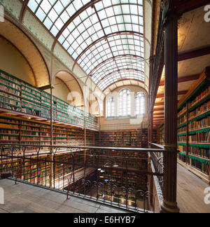 Library of the Amsterdam Rijksmuseum one of the most beautiful famous libraries in the world after extensive restoration in 2013 Stock Photo