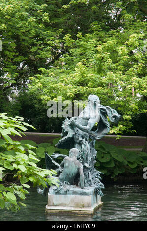 Bronze statuary standing in a pond in Queen Astrid Park, Bruges, Belgium Stock Photo