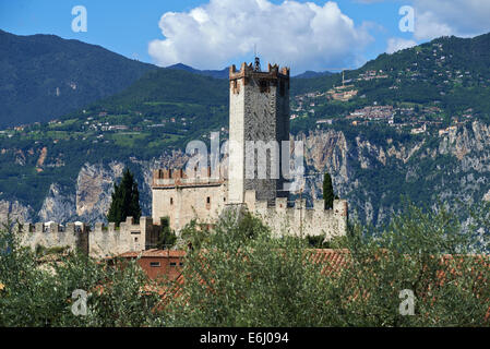 Scenery View of Malcesine with Scaliger Castle, Lake Garda, Lago di Garda, Trentino, Province of Verona, Venetia, Italy Stock Photo