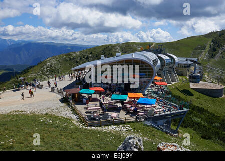 Cable car - cableway station on Mt. Monte Baldo, Lago di Garda, mountain, Malcesine, Garda lake, Verona province, Italy, Europe Stock Photo