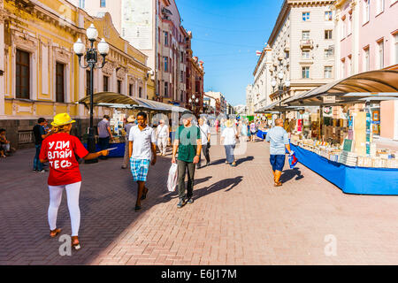 Advertising in Arbat street of Moscow Stock Photo