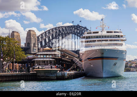 Cruise liner Europa, a ship of the German Hapag-Lloyd company, moored at Circular Quay, Sydney. Stock Photo