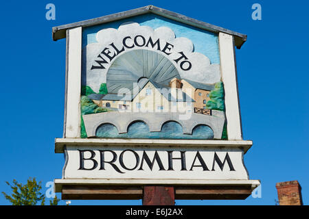 Bromham Village Sign Stagsden Road Bedford Bedfordshire UK Stock Photo