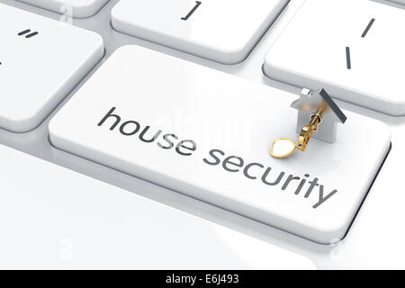 Enter button with home and key on computer keyboard background. Security concept Stock Photo