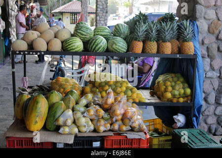 Fruits and vegetables on display at the Valle de Anton (Anton Valley) in Panama. Stock Photo