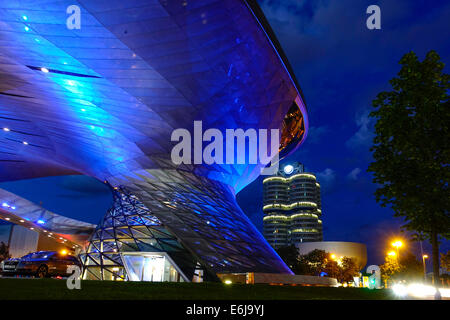BMW Welt in Munich at Night, Bavaria, Germany, Europe Stock Photo