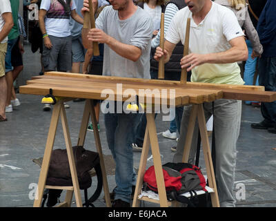 A Txalaparta, a traditional instrument of the Basque Country. Spain ...