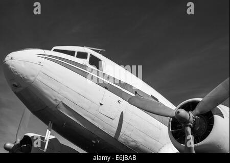 Classic old airliner in black and white Stock Photo