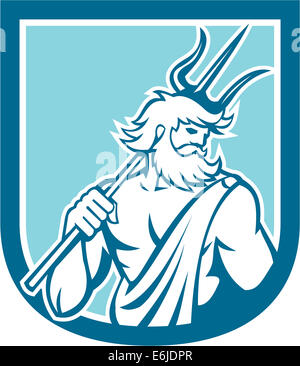 Illustration of Roman god of sea Neptune Poseidon of Greek mythology ...