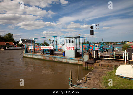 Reedham Ferry on the River Yare in Norfolk, the only crossing on this river between Norwich and Great Yarmouth. Stock Photo