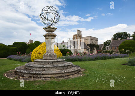 Contemporary sculptural artwork within the Cross Garden and famous Elephant hedge topiary at Rockingham Castle, near Corby, Northamptonshire, England Stock Photo