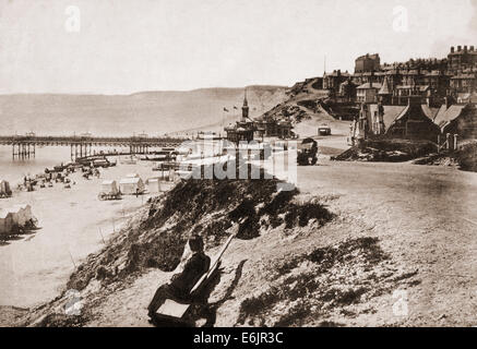 Sea front around 1900, Bournemouth from East Cliff, England, UK Stock Photo