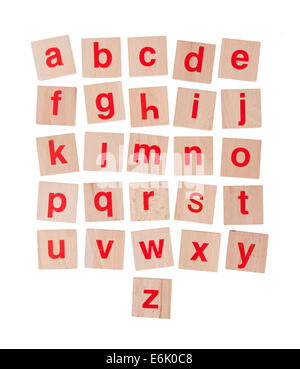 Wooden alphabet blocks isolated on white background Stock Photo
