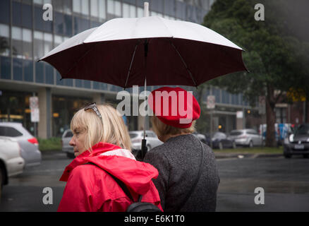 Pedestrians with umbrella Stock Photo - Alamy