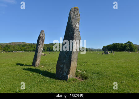 Nether Largie Standing Stones, Neolithic standing stones, menhirs, which were used for lunar and solar calculations, Argyll Stock Photo