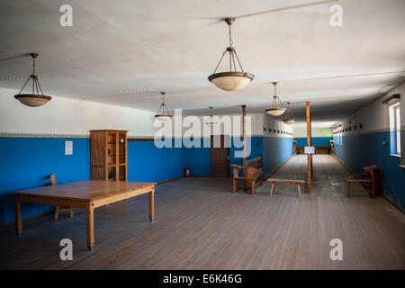 A bowling alley, still in use today, in an abandoned diamond miners settlement, Kolmanskop, ǁKaras, Namibia Stock Photo