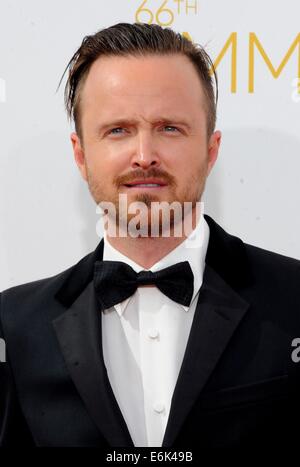 Los Angeles, CA, USA. 25th Aug, 2014.Aaron Paul at arrivals for The 66th Primetime Emmy Awards 2014 EMMYS - Part 1, Nokia Theatre L.A. LIVE, Los Angeles, CA August 25, 2014. Photo By: Elizabeth Goodenough/Everett Collection/Alamy Live News Stock Photo