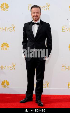 Los Angeles, CA, USA. 25th Aug, 2014.Aaron Paul at arrivals for The 66th Primetime Emmy Awards 2014 EMMYS - Part 1, Nokia Theatre L.A. LIVE, Los Angeles, CA August 25, 2014. Photo By: Elizabeth Goodenough/Everett Collection/Alamy Live News Stock Photo