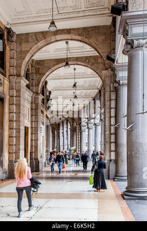 Arcades in the mall Corso Vittorio Emanuele, Milan, Lombardy, Italy Stock Photo