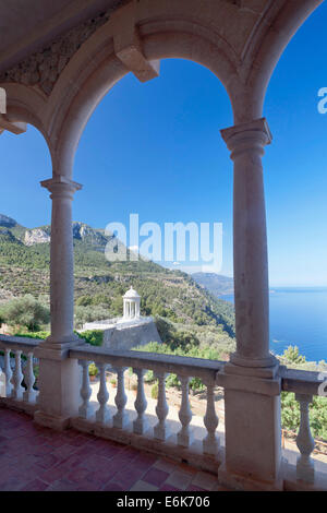 View from the Son Marroig mansion of the pavilion, Deià, Sierra de Tramuntana, Majorca, Balearic Islands, Spain Stock Photo