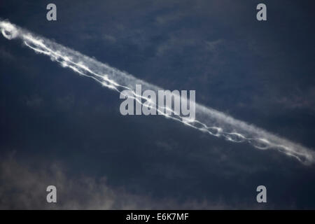 Contrails with interruptions, Germany Stock Photo