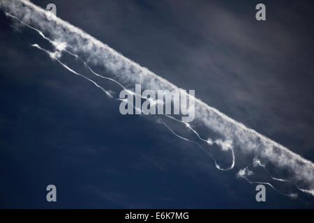 Contrails with interruptions, Germany Stock Photo
