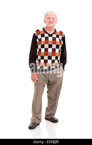 full length portrait of senior man on white background Stock Photo