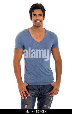 attractive male Indian fashion model looking at the camera Stock Photo