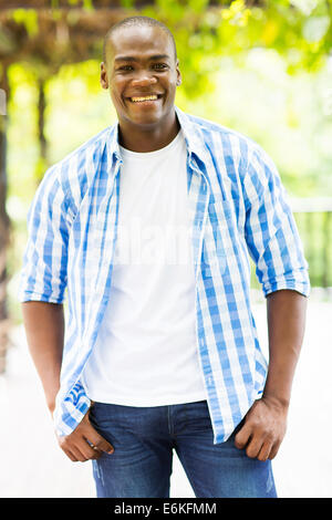 portrait of happy African man outdoors Stock Photo