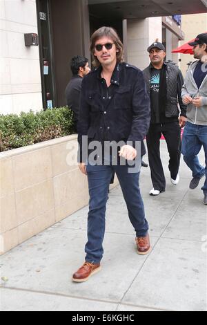 Lukas Haas leaves Wolfgang Pucks Restaurant  in beverly Hills  Featuring: Lukas Haas Where: Los Angeles, California, United States When: 18 Feb 2014 Stock Photo