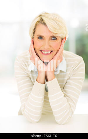 cute senior woman closeup portrait Stock Photo