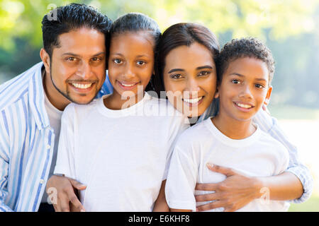 portrait of beautiful Indian family outdoors Stock Photo