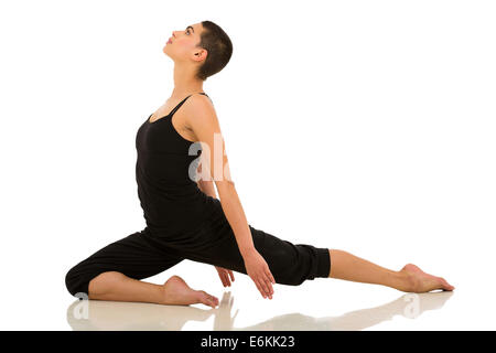 beautiful ballet dancer stretching isolated on white Stock Photo