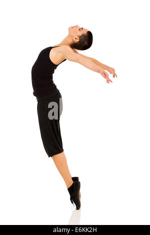 energetic female dancer standing on toes Stock Photo