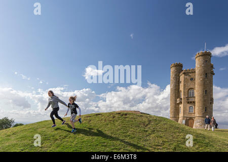 At 1,024 feet Broadway Tower is located on Broadway Hill, near the village of Broadway, Worcestershire, England, UK Stock Photo