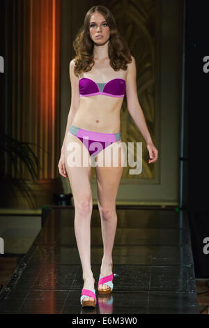 Swimontecarlo,beachwear and swimsuit fashion show in Montecarlo, collection 2014/2015 by LM design, Laure Manadou Stock Photo