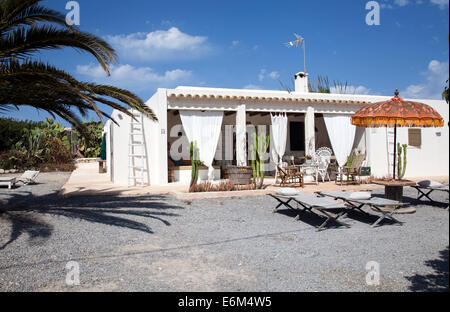 Houses at Es Cavallet Beach  in Ibiza Stock Photo