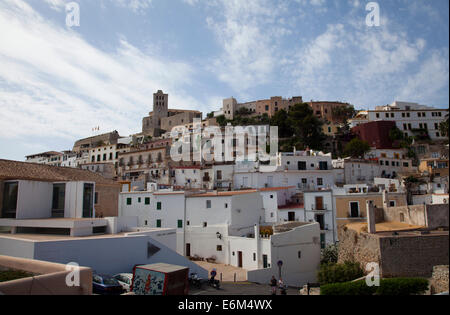 Houses on Dalt Vila Hilltop in Ibiza Old Town - Ibiza Stock Photo