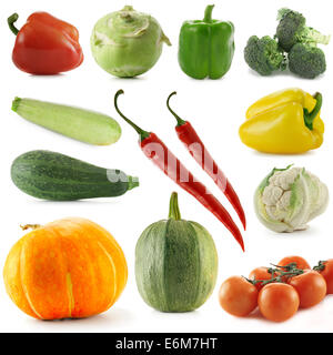 Variety vegetables isolated over a white background Stock Photo