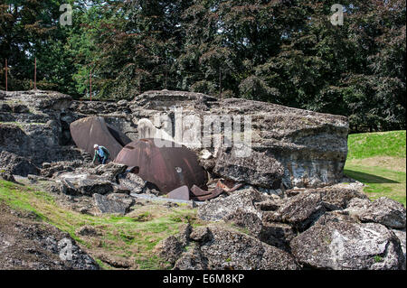 Debris of the exploded magazine in the Fort de Loncin, one of twelve forts built as part of the Fortifications of Liège, Belgium Stock Photo