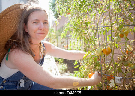 Close-up view of woman in garden Stock Photo