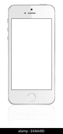 New Apple Silver iPhone 5s with blank screen. Stock Photo