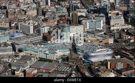 aerial view of Birmingham city centre with The Bull Ring & Selfridges Store prominent Stock Photo