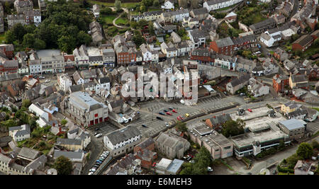 aerial view of the Welsh market town of Denbigh in North Wales Stock Photo