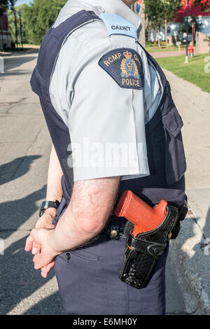 An RCMP cadet at the RCMP cadet training academy, Regina, Saskatchewan, Canada, in 'at ease' position. Stock Photo