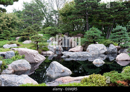 Japanese memorial garden at conservatory in Saint Paul Minnesota Stock Photo