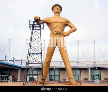 Giant Oil Driller Man Sculpture at the old Worlds Fairground in Tulsa Oklahoma Stock Photo