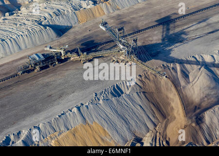 Aerial view, an open cast mine excavator in the Hambach open pit mine, Niederzier, Jülich-Zülpicher Börde region Stock Photo